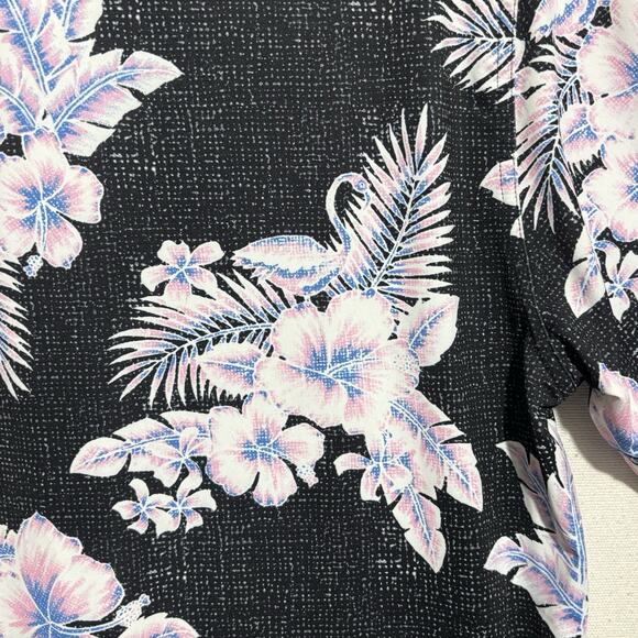 Chubbies Hawaiian Golf Polo Shirt Mens Small Black Pink Flamingos Short Floral - Picture 6 of 10